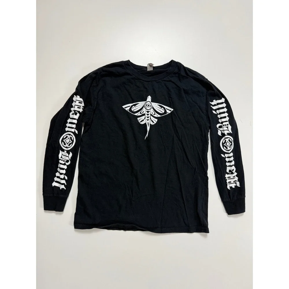 Maui‎ Built Kids Black Long Sleeve Tribal Manta Ray Graphic T-Shirt Kids Large